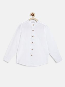 Campana - Boys Jon Long Sleeve Cotton Linen Shirt White
