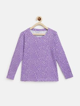 Campana - Girls Lily 100% Cotton Long Sleeves T-shirt Wild Dots Print Purple