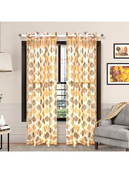 At Home by Nilkamal - Arias Luxuria Sheers Leaf Long Door Curtain Beige (Set of 2)