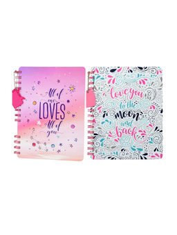 Doodle Collection - Set of 2 Premium Wiro B5 Diary Ruled 160 Pages (Head Over Heels, Forever Mine)