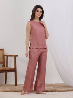 HOUSE OF COMFORT - Dusty Loom Red Co-Ord Set