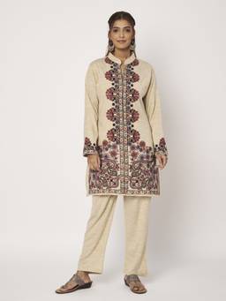 SWI STYLISH - Women's Cream Kashmiri Embroidered Co-Ord Set