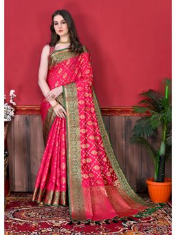 Yavira Silk - Pink Silk Saree With Zari Pallu And Unstitched Blouse