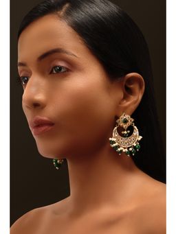 TIZORA - Green Kundan Small Chandbalis