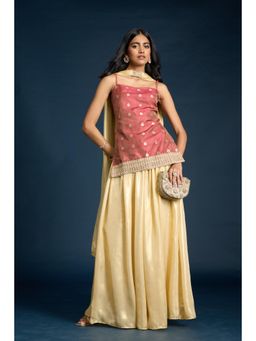 Gajra Gang - Gajra Gang Brown Brocade Kurti, Palazzo & Dupatta Diwalicious (Set of 3)