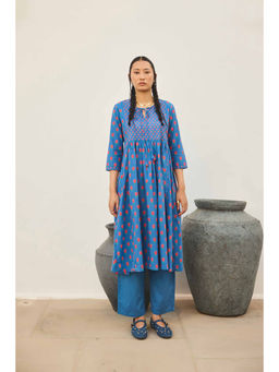 Prakriti Jaipur - Blue Tulip Gathered Kurta