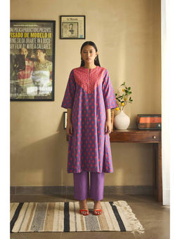 Prakriti Jaipur - Red Purple Tulip Kurta