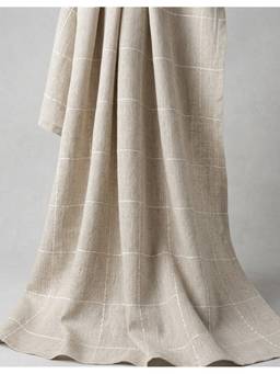 Banka Silk - Beige Pure Linen Dobby - Textured Luxury Weave Dress Material