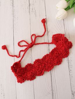 Velvery - Crochet Red Scallop Design Cotton Headband