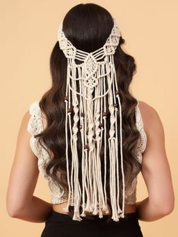 Velvery - Girls Beaded Bohemian Macrame Veil Tiara