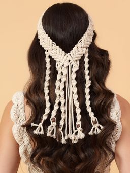 Velvery - Girls Beaded Bohemian Macrame Veil Tiara