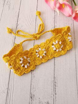 Velvery - Crochet Yellow Granny Square Stitch Cotton Headband