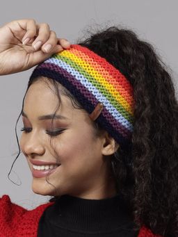 Velvery - Women Multi-Color Crochet Rainbow Winter Headband