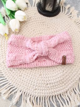 Velvery - Hand-Knitted Pink Self Design Acrylic Headband