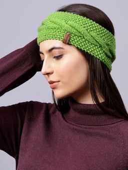 Velvery - Hand-Knitted Green Self Design Acrylic Headband