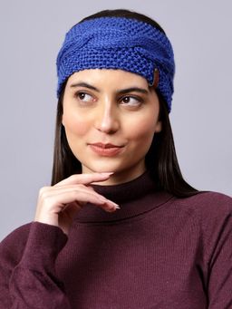 Velvery - Hand-Knitted Blue Self Design Acrylic Headband