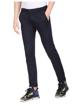 Arrow - Sports Men Navy Bronson Slim Fit Solid Casual Trousers