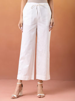 Fabindia - White Cotton Solid Pant