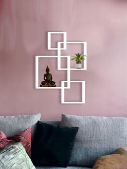 USHA SHRIRAM - Set Of 4 Intersecting Wall Mounted Shelf (White)