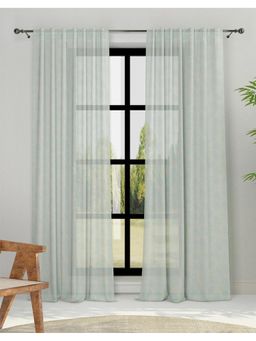 Fabindia - Aqua Magnolia Cotton Woven Curtain - 1Pc (7 Feet)
