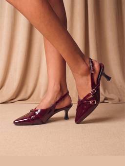 Gaya India - Women Maroon Celeste Slingback Heels