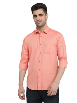 ColorPlus - Peach Pure Cotton Slim Fit Shirt