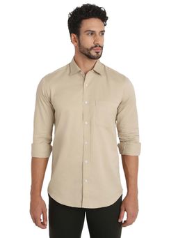 ColorPlus - Medium Fawn Pure Cotton Regular Fit Shirt