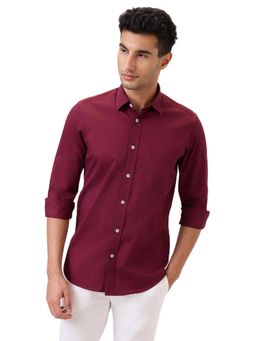 ColorPlus - Dark Maroon Pure Cotton Regular Fit Shirt