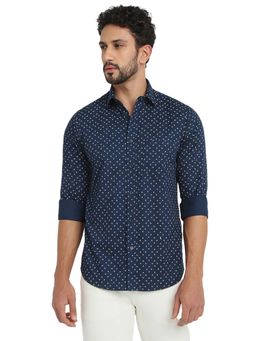 ColorPlus - Navy Blue Pure Cotton Regular Fit Shirt