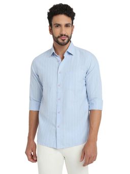 ColorPlus - Medium Blue Pure Cotton Regular Fit Shirt