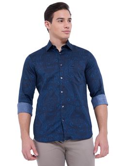 ColorPlus - Navy Blue Pure Cotton Regular Fit Shirt