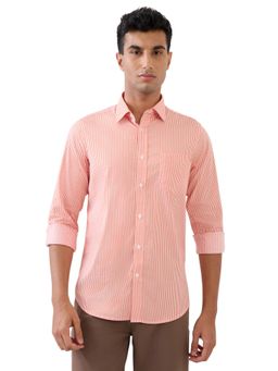 ColorPlus - Medium Peach Cotton Blend Slim Fit Shirt