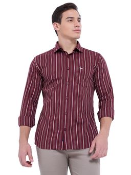 Park Avenue - Fancy Maroon Pure Cotton Slim Fit Shirt