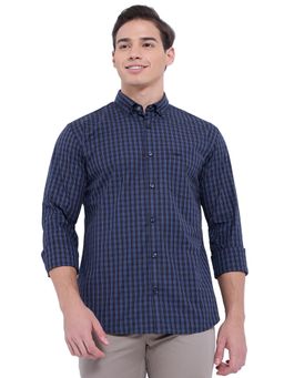 Park Avenue - Fancy Blue Pure Cotton Slim Fit Shirt