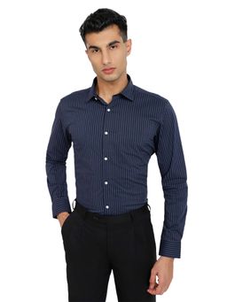Park Avenue - Fancy Navy Blue Cotton Blend Slim Fit Shirt