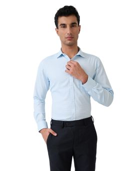Park Avenue - Medium Blue Polycotton Slim Fit Shirt