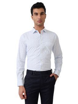 Park Avenue - Medium Blue Cotton Blend Slim Fit Shirt