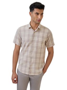 Raymond - Medium Brown Pure Cotton Regular Fit Shirt