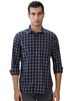 Parx - Navy Blue Pure Cotton Slim Fit Shirt