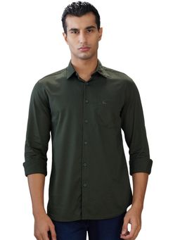 Parx - Olive Cotton Blend Slim Fit Shirt