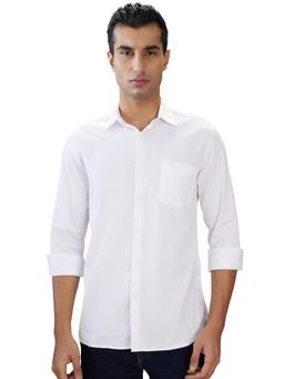 Parx - White Cotton Blend Slim Fit Shirt