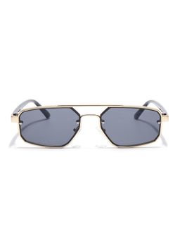 Voyage - Unisex Black Lens with Golden Frame Rectangle Polarized Sunglasses (MG6840) (54)