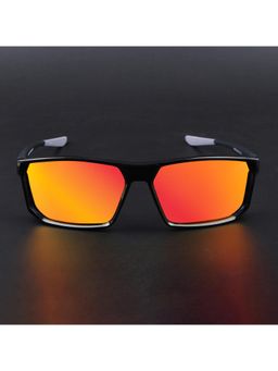 Voyage - Unisex Orange Lens with Shine Black Frame Rectangle Polarized Sunglasses (PMG6798) (58)