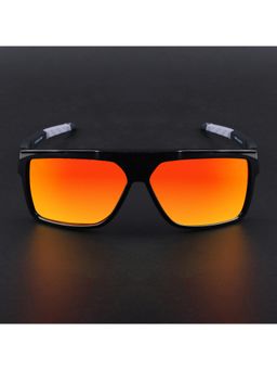 Voyage - Unisex Orange Lens with Shine Black Frame Wayfarer Polarized Sunglasses (PMG6803) (58)
