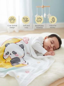 Baby Moo - White Bamboo Fiber Printed Blanket (0-18 Months)