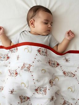 Cocoon Care - White Bamboo Fibre Printed Blanket (18-24 Months)
