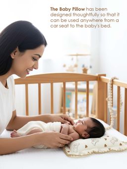 Baby Moo - Cream Muslin Printed Pillow (0-18 Months)