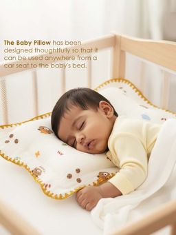 Baby Moo - White Muslin Printed Pillow (0-18 Months)