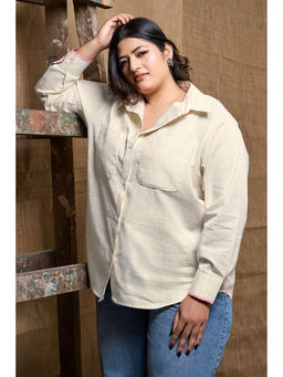 Curvy Lane - Plus Size Cotton Summer Shirt for Women with Lining