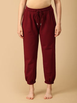 The Mom Store - Maroon Solid Regular Fit Joggers